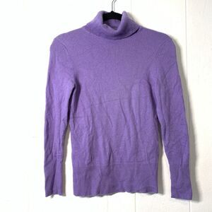 Victor Womens Small Turtleneck Sweater 100% Cashmere Lilac Purple Long Sleeve